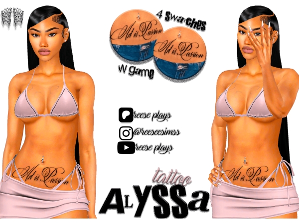 Alpha Alyssa Script Tattoo - The Sims 4 Custom Content