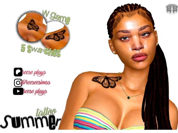 Alpha Summer butterfly Tattoo - The Sims 4 Custom Content