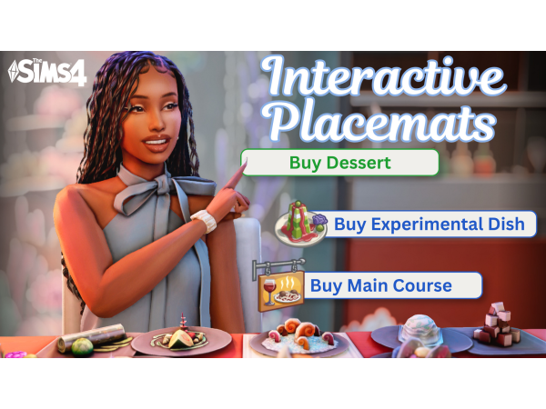 Mix Interactive Placemats Gameplay Mod - The Sims 4 Custom Content