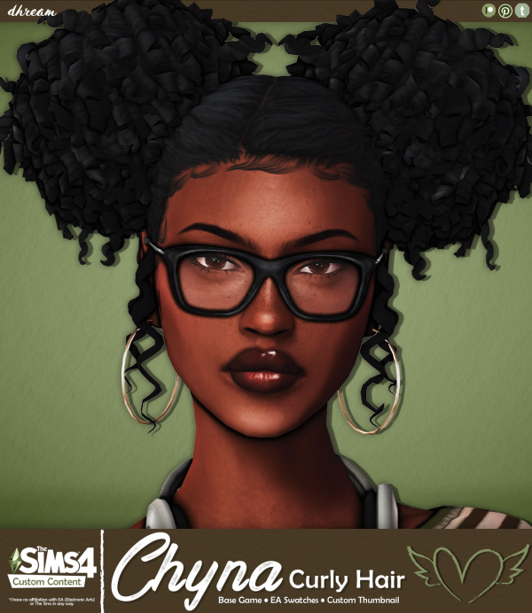 Maxis Match Chyna Curly Hair by simsfinds - The Sims 4 Custom Content