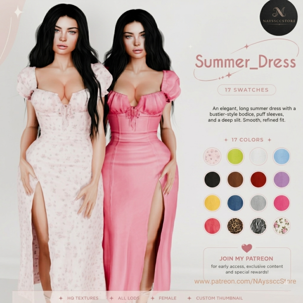 Alpha Summer _Dress by simsfinds - The Sims 4 Custom Content