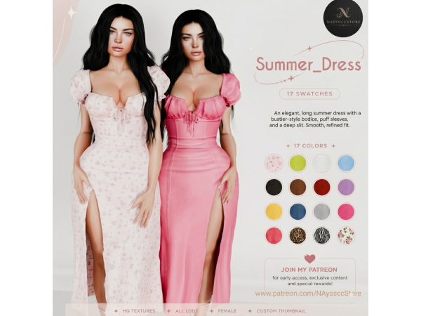 Alpha Summer _Dress by NAyssccStore - The Sims 4 Custom Content