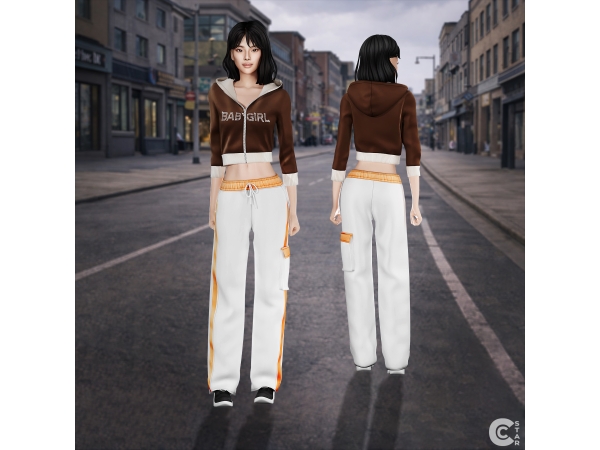 Maxis Match Slightly Unzipped Cropped Graphic Hoodie cool_content_star - The Sims 4 Custom Content