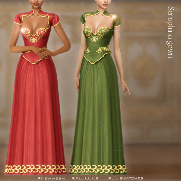 Alpha [Belaoallure] Seraphine gown by simsfinds - The Sims 4 Custom Content