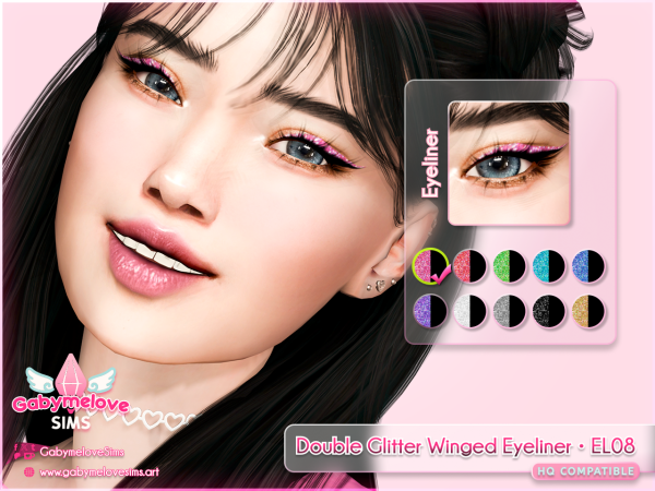 Mix Double Glitter Winged Eyeliner EL08 - The Sims 4 Custom Content