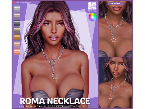 Alpha HONEY Roma Necklace by SMSims - The Sims 4 Custom Content
