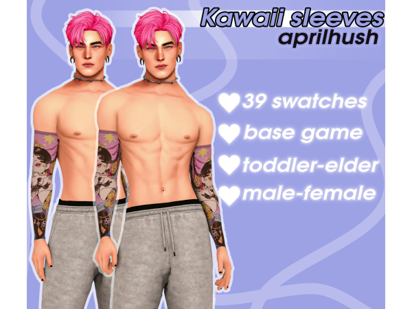 Mix Kawaii sleeves by aprilhush - The Sims 4 Custom Content