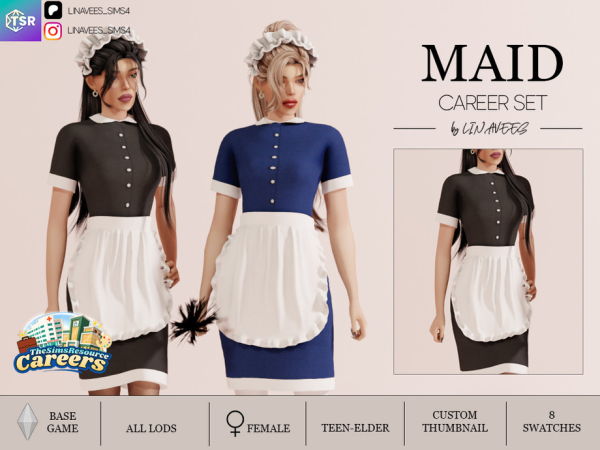 Alpha CAREERS MAID UNIFORM by linavees - The Sims 4 Custom Content