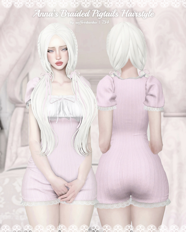 Maxis Match Anna's Braided Pigtails by simsfinds - The Sims 4 Custom Content