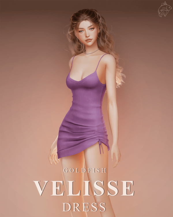 Alpha GoldFish Velisse Dress by simsfinds - The Sims 4 Custom Content