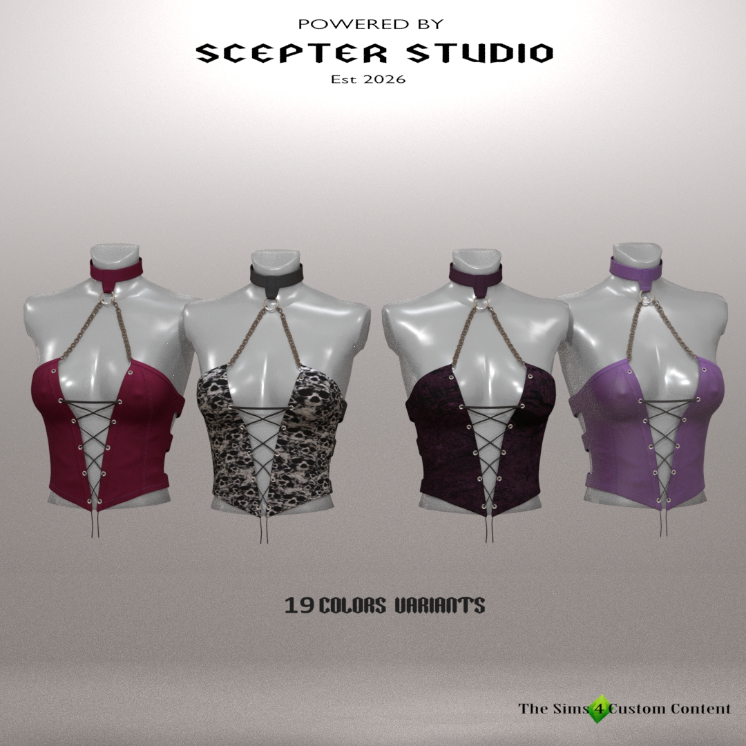 Alpha Luciana Corset Top by scepterstudio - The Sims 4 Custom Content