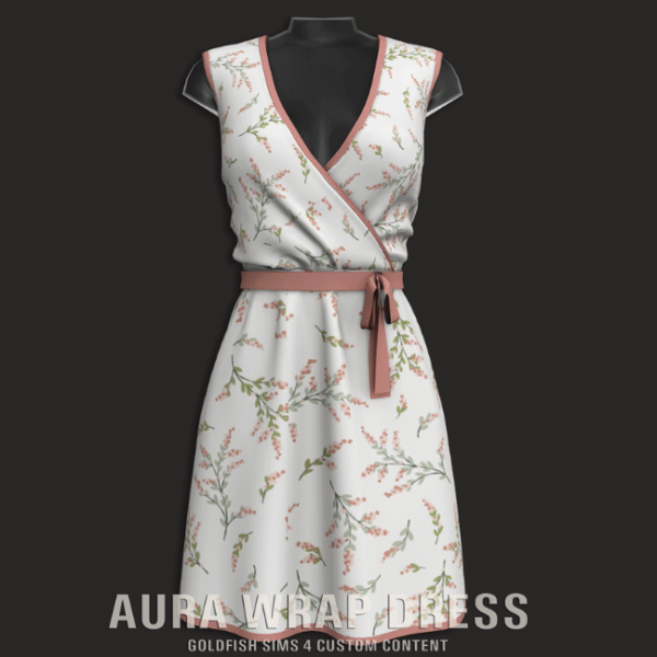 Mix GoldFish Aura Wrap Dress by simsfinds - The Sims 4 Custom Content