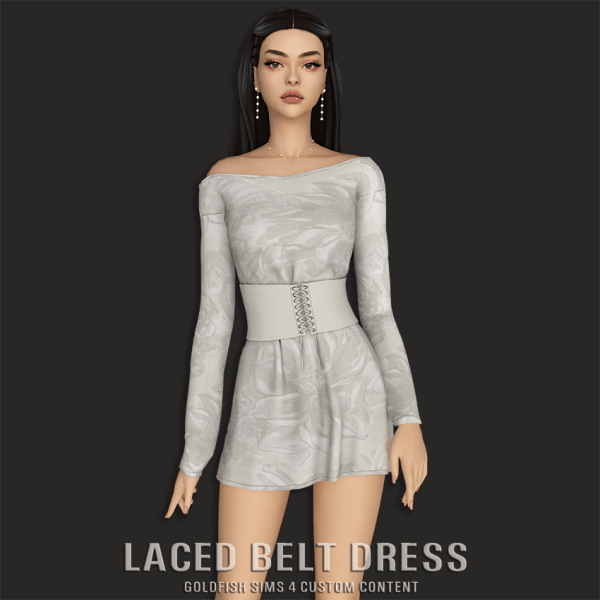 Mix GoldFish Laced Belt Dress by simsfinds - The Sims 4 Custom Content