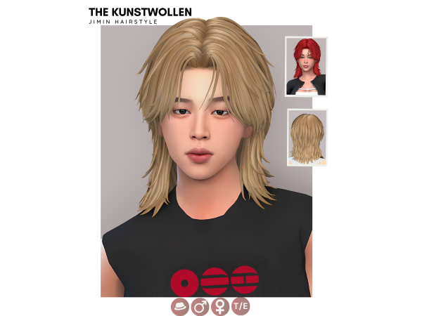 Maxis Match Jimin hairstyle by thekunstwollen - The Sims 4 Custom Content