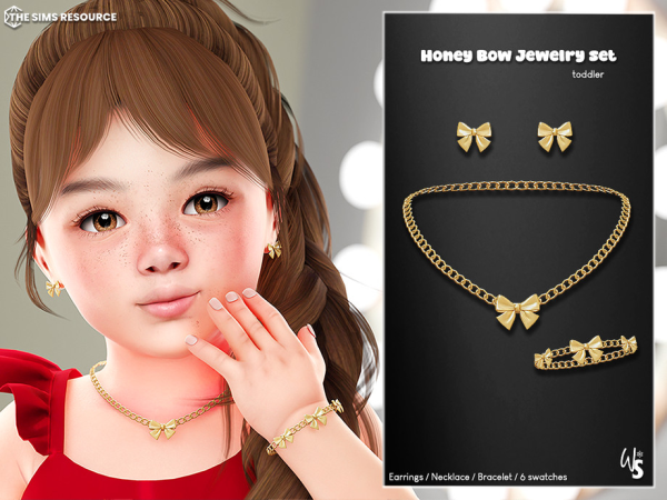 Alpha Honey Bow Jewelry Set for toddler by WisteriaSims - The Sims 4 Custom Content