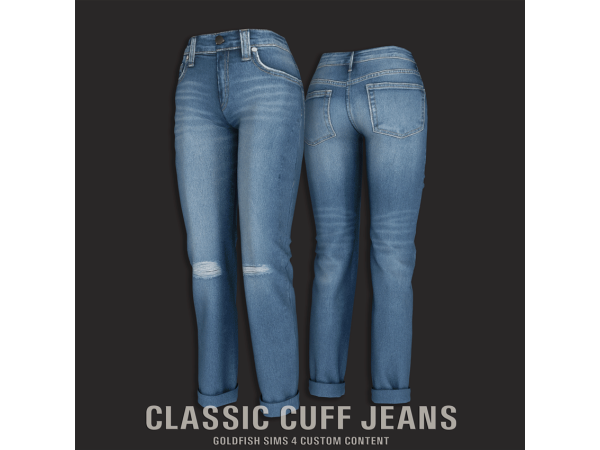 Alpha GoldFish Classic Cuff Jeans - The Sims 4 Custom Content