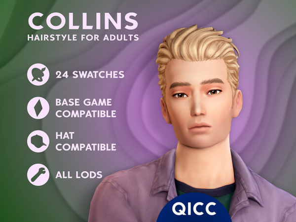 Maxis Match Collins Hair - The Sims 4 Custom Content