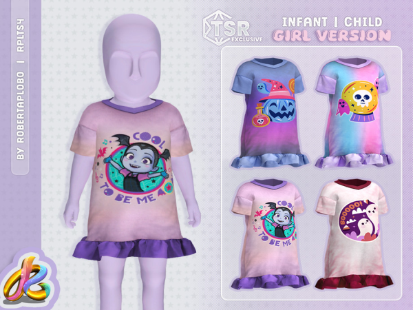 Mix Girls' SET Spooky Sweet Dresses for Infant and Child by RobertaPLobo - The Sims 4 Custom Content