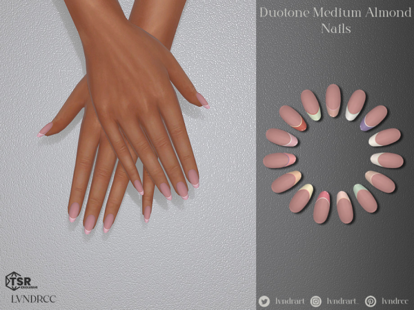 Alpha Duotone Medium Almond Nails - The Sims 4 Custom Content