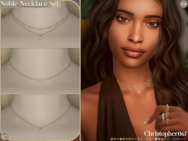 Alpha Noble Necklace Set Diamond Bead Chain Layered Necklaces Christopher067 - The Sims 4 Custom Content