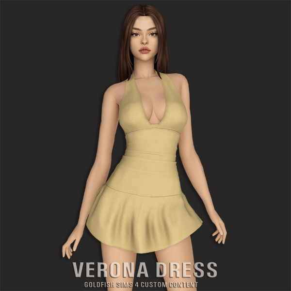 Mix GoldFish Verona Dress by simsfinds - The Sims 4 Custom Content