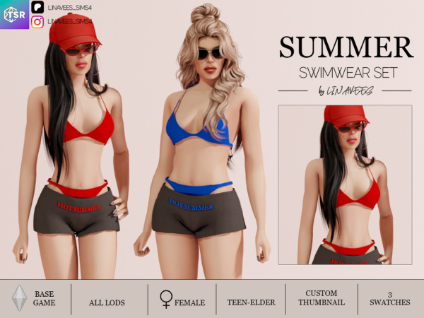 Alpha SARAH SWIMWEAR SET TOP by linavees - The Sims 4 Custom Content