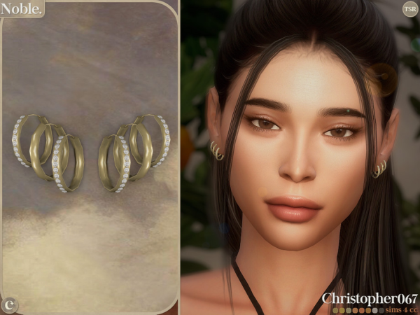 Mix Noble Earrings Diamond Hoop Earrings Christopher067 - The Sims 4 Custom Content