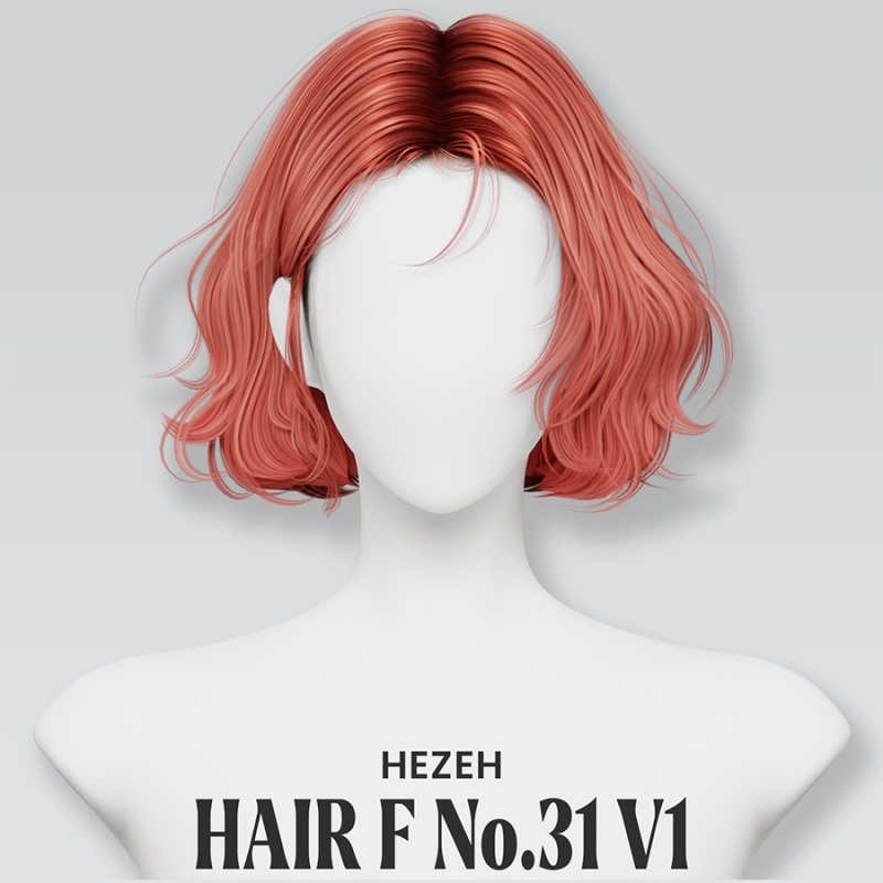 Alpha [Hezeh]FHair No31 V1 by hezeh - The Sims 4 Custom Content