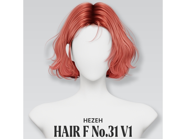 Alpha [Hezeh]FHair No31 V1 - The Sims 4 Custom Content