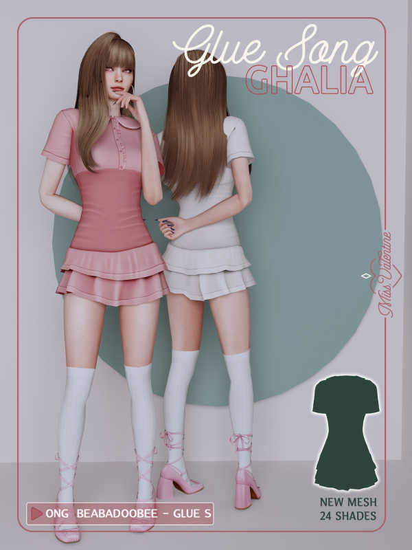 Mix Glue song Ghalia Dress by simsfinds - The Sims 4 Custom Content
