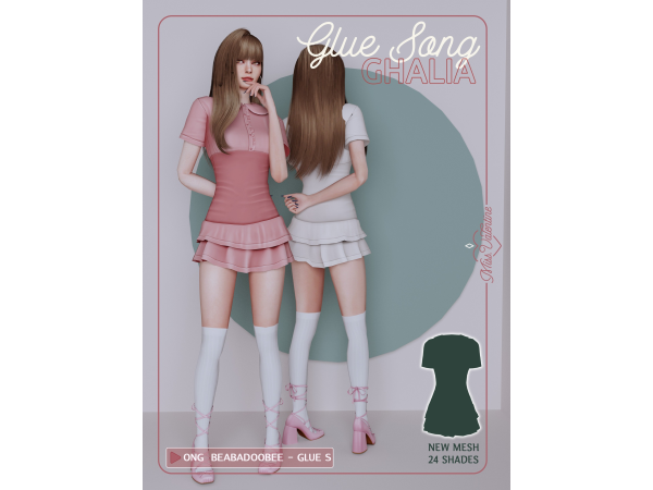 Mix Glue song Ghalia Dress by MissValentine - The Sims 4 Custom Content
