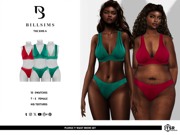 Alpha Plunge V Waist Bikini Set by Bill_Sims - The Sims 4 Custom Content