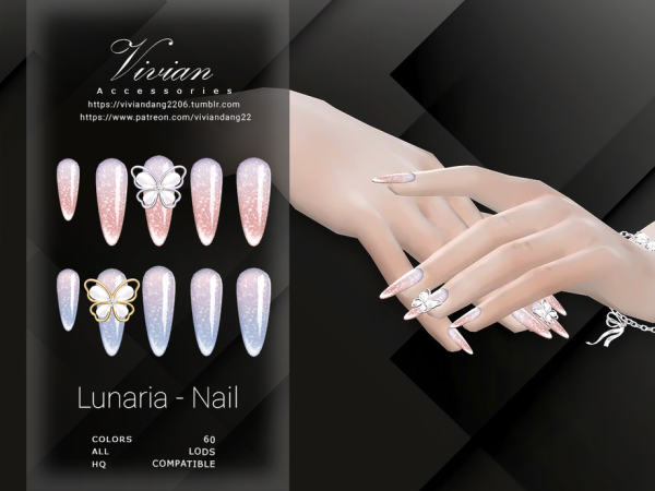 Alpha Lunaria Nail by VivianDang - The Sims 4 Custom Content