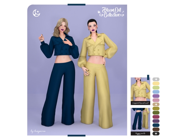 Maxis Match Cropped Trench Coat Baggy Pants Bloom Out Collection - The Sims 4 Custom Content