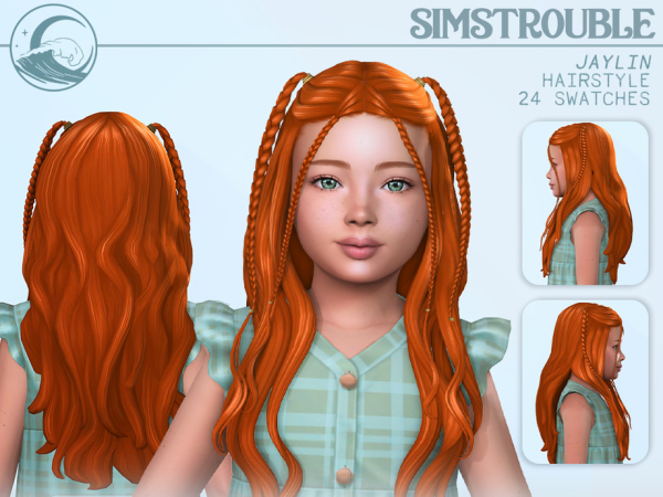 Maxis Match Jaylin Hairstyle Set Kids Conversion by simstrouble - The Sims 4 Custom Content