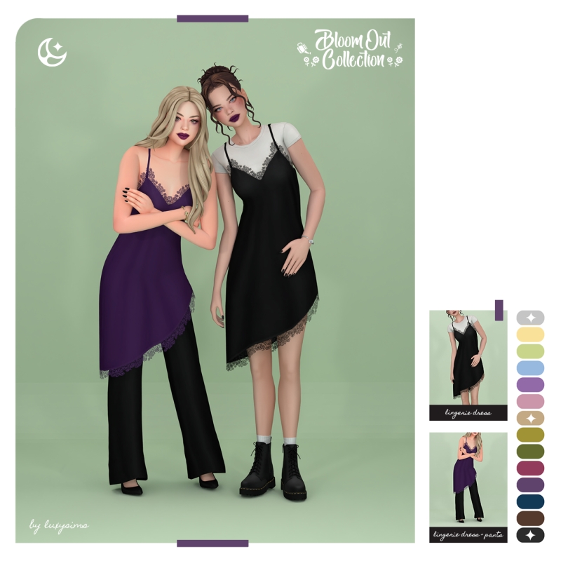 Maxis Match Lingerie Dress Pants Bloom Out Collection by luxysims - The Sims 4 Custom Content