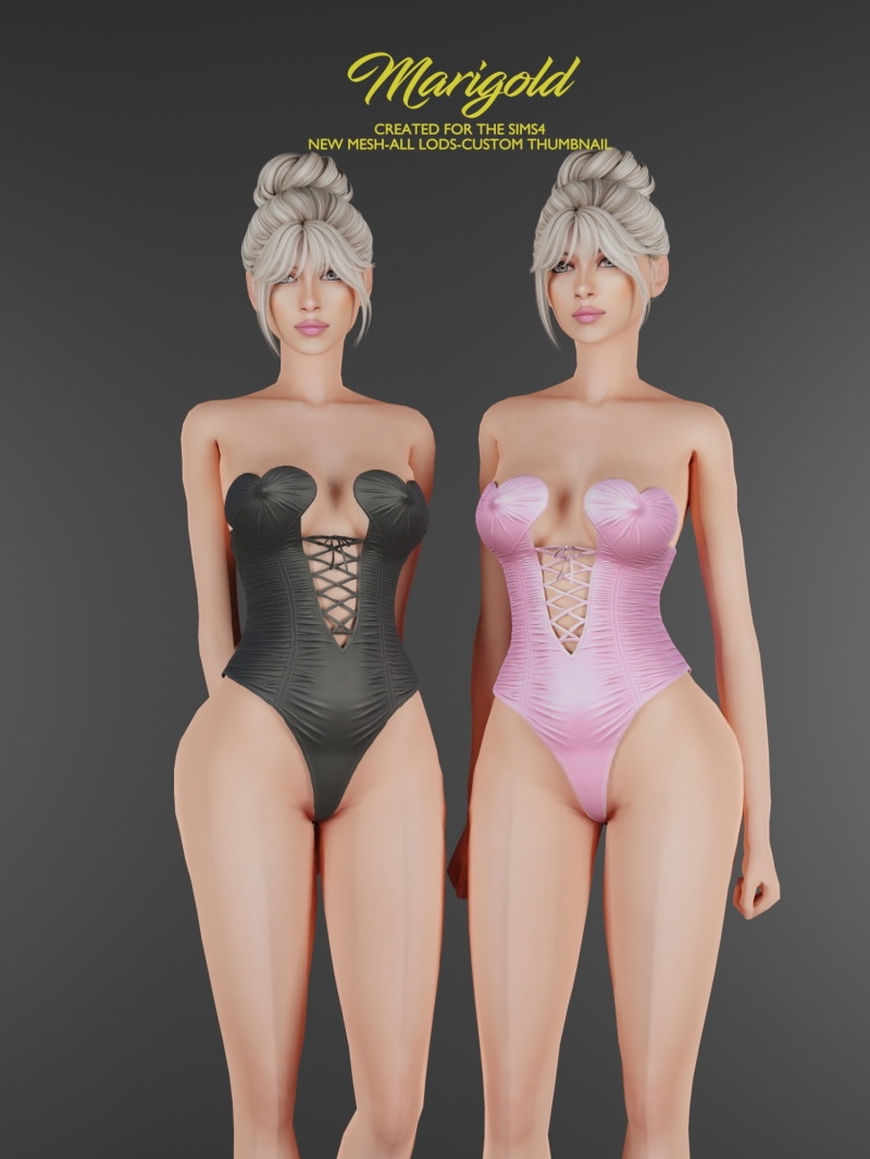 Alpha MARIGOLD TS4_AMORE HEART BODYSUIT by marigoldsims - The Sims 4 Custom Content
