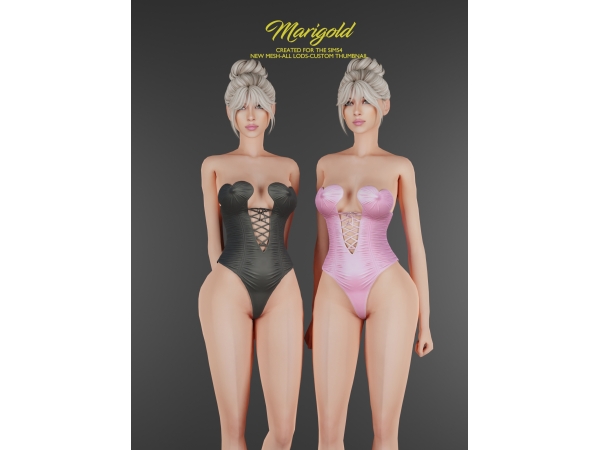 Alpha MARIGOLD TS4_AMORE HEART BODYSUIT - The Sims 4 Custom Content