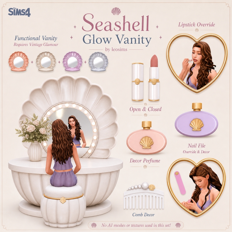 Mix Seashell Glow Vanity by leosims4cc - The Sims 4 Custom Content