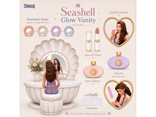 Mix Seashell Glow Vanity - The Sims 4 Custom Content