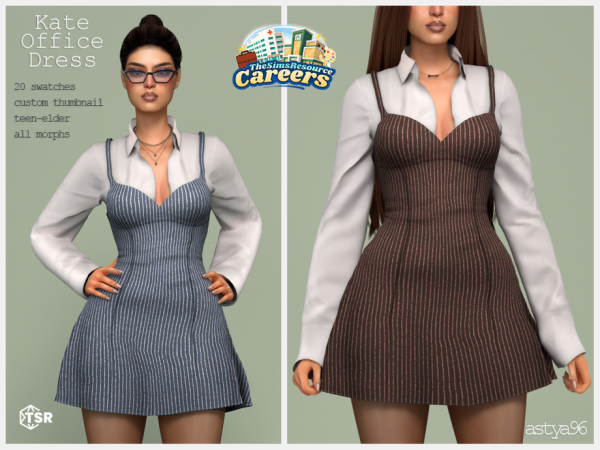 Alpha Kate Office Dress by astya96cc - The Sims 4 Custom Content