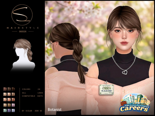 Alpha S CLUB BRAID PONYTAIL HAIRSTYLE Careers Collection Club by S - The Sims 4 Custom Content
