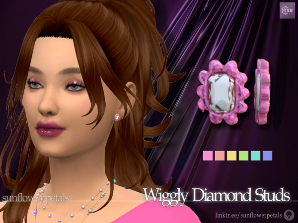 Mix Wiggly Diamond Studs - The Sims 4 Custom Content