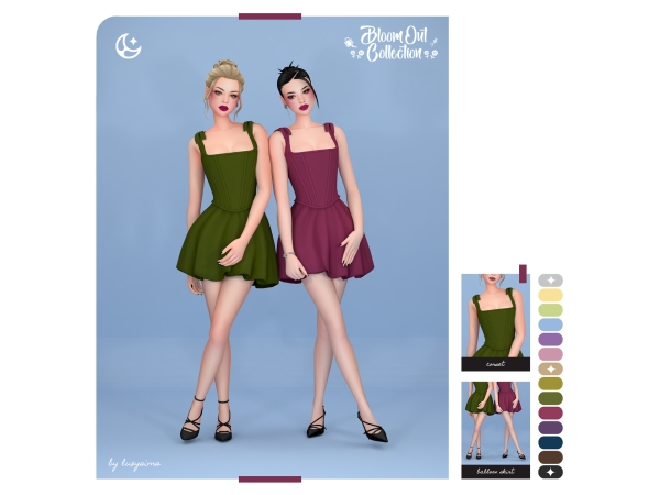 Maxis Match Corset Balloon Skirt Bloom Out Collection - The Sims 4 Custom Content