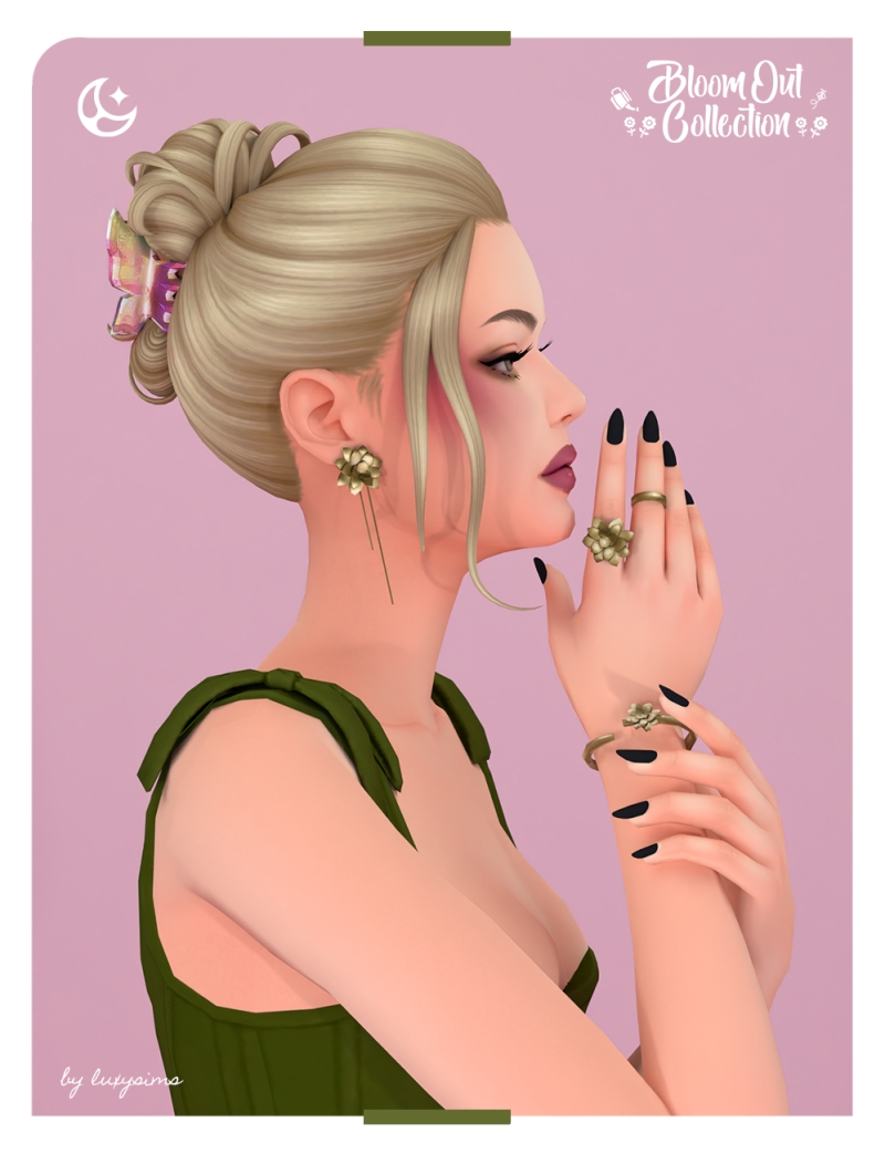 Maxis Match Earrings Bracelets Rings Bloom Out Collection by luxysims - The Sims 4 Custom Content