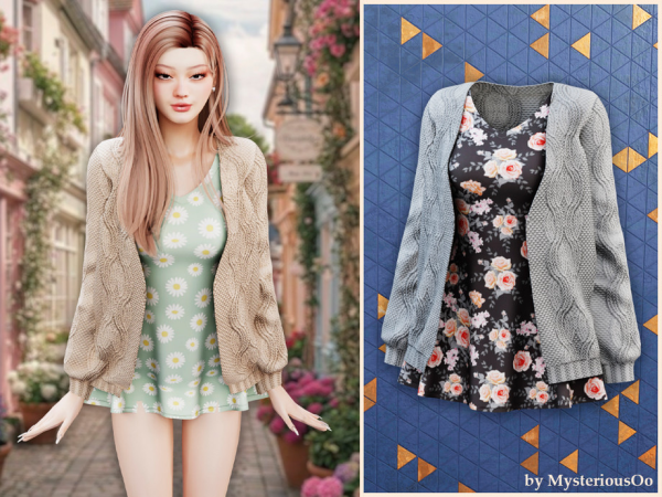 Alpha Cozy floral cardigan outfit by MysteriousOo - The Sims 4 Custom Content