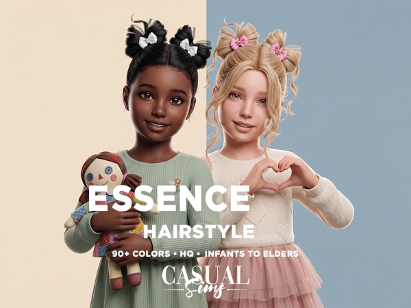 Alpha Essence Hairstyle for little girls - The Sims 4 Custom Content