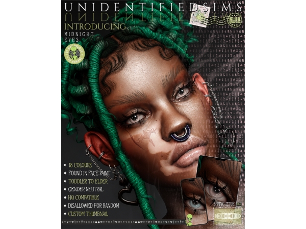 Alpha FREE Midnight Eyes Bonus Default Eyes Issue 66 - The Sims 4 Custom Content