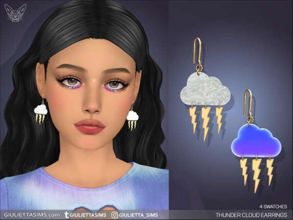 Alpha Thunder Cloud Earrings For Adults and Kids - The Sims 4 Custom Content