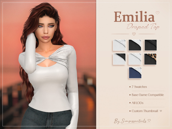 Sims 4 Emilia Draped Top by Simsessentials